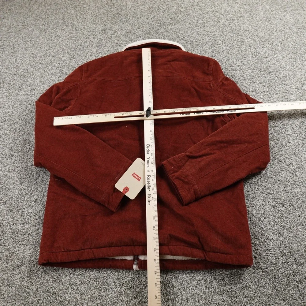 NEW Levis Jacket Mens S Brown Red Corduroy Sherpa Lined Trucker Snap Zip Coat‎